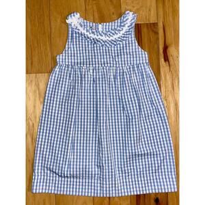 PINCO PALLINO GIRLS BLUE CHECKERED DRESS SIZE 6 EXCELLENT COND LD4